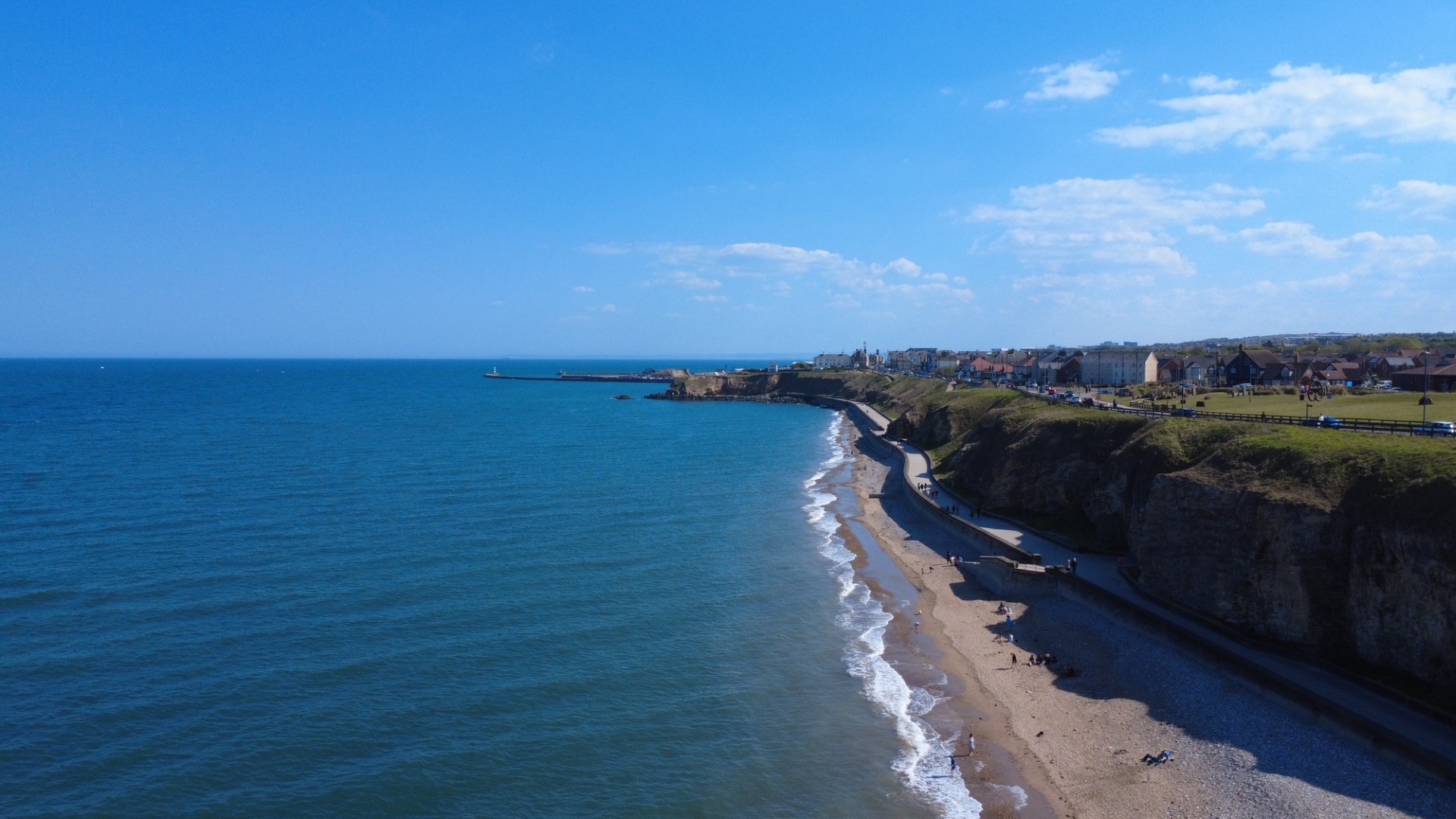 Aerial view looking south along the Durham Heritage Coast from Seaham